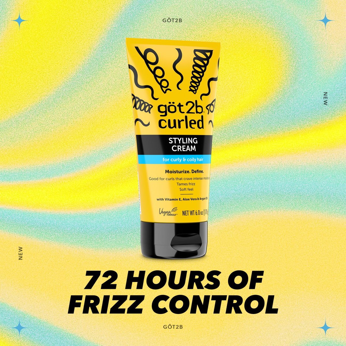 Got2B Curled Styling Cream – Curl Defining & Moisturizing Hair Cream for Coily & Curly Hair, Frizz Control, Soft Feel, Type 3-4 Curls, with Vitamin E, Aloe Vera & Argan Oil, 6 Fl Oz - görsel 6