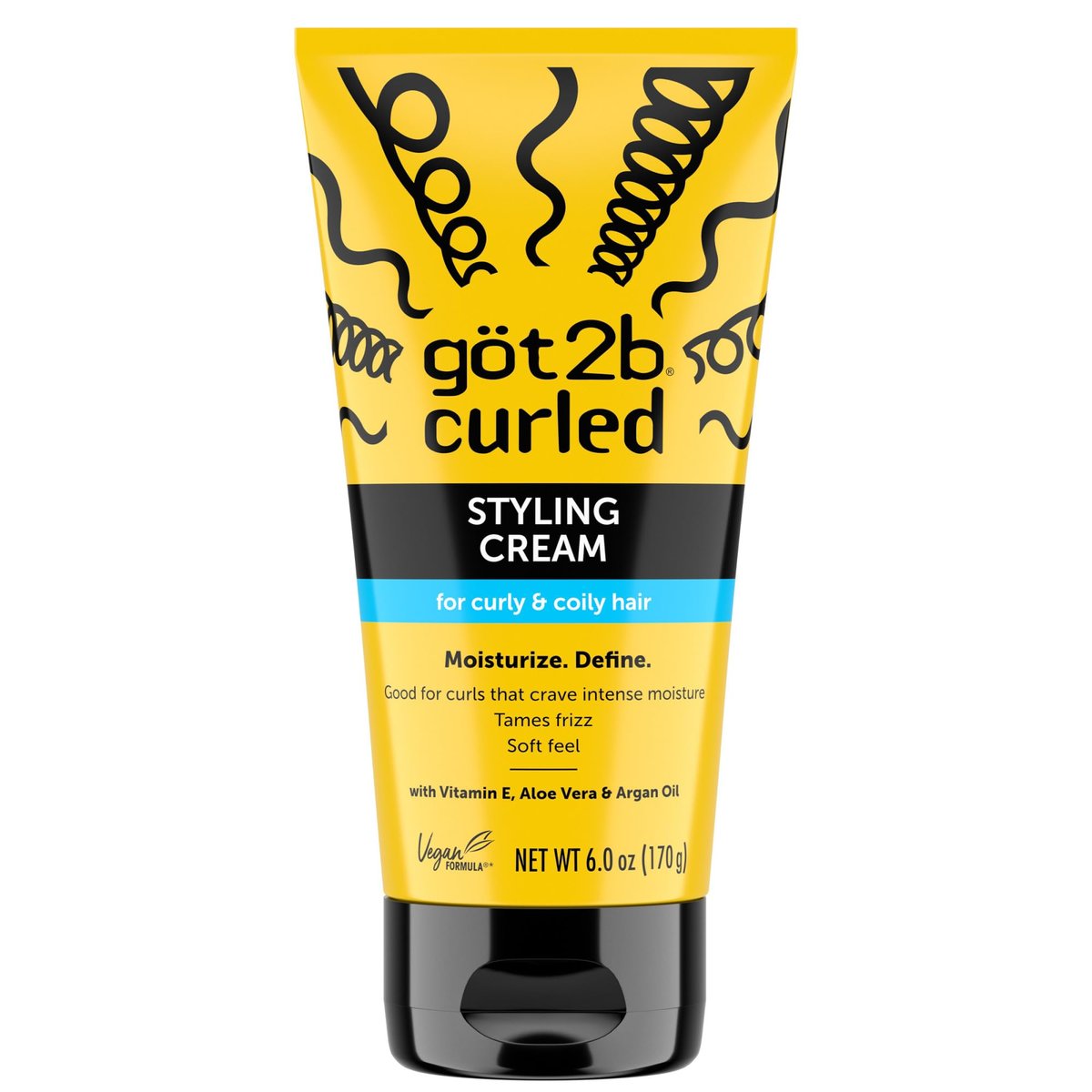 Got2B Curled Styling Cream – Curl Defining & Moisturizing Hair Cream for Coily & Curly Hair, Frizz Control, Soft Feel, Type 3-4 Curls, with Vitamin E, Aloe Vera & Argan Oil, 6 Fl Oz - görsel 2