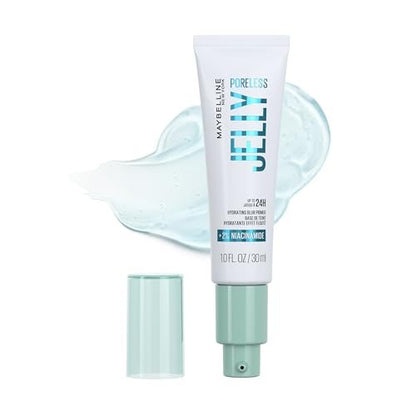 Maybelline Poreless Jelly Primer - Hydrating, Blurring Makeup Primer with 2% Niacinamide for Up to 24HR Wear - Clear, 1 Fl Oz