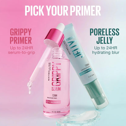 Maybelline Poreless Jelly Primer - Hydrating, Blurring Makeup Primer with 2% Niacinamide for Up to 24HR Wear - Clear, 1 Fl Oz