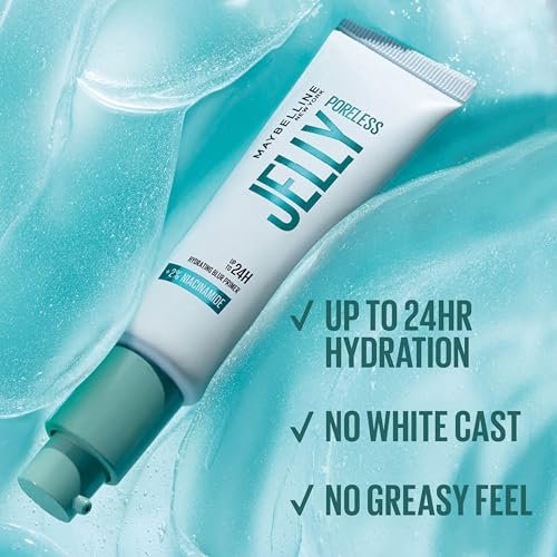 Maybelline Poreless Jelly Primer - Hydrating, Blurring Makeup Primer with 2% Niacinamide for Up to 24HR Wear - Clear, 1 Fl Oz - görsel 6