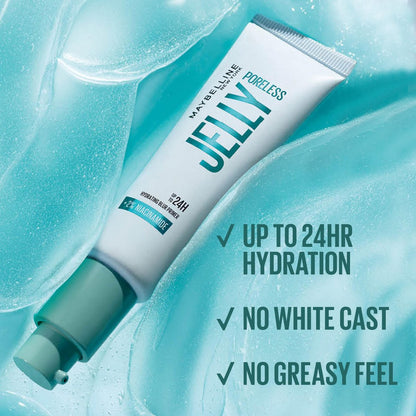Maybelline Poreless Jelly Primer - Hydrating, Blurring Makeup Primer with 2% Niacinamide for Up to 24HR Wear - Clear, 1 Fl Oz