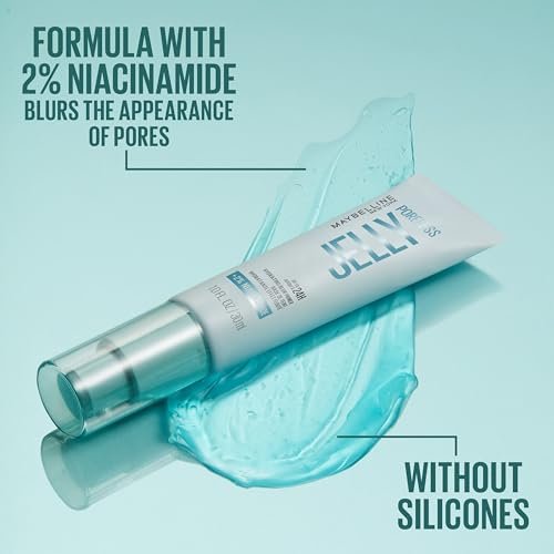 Maybelline Poreless Jelly Primer - Hydrating, Blurring Makeup Primer with 2% Niacinamide for Up to 24HR Wear - Clear, 1 Fl Oz - görsel 10