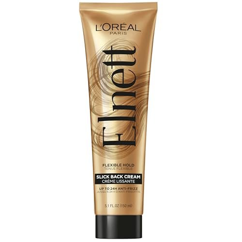 L'Oreal Paris Elnett Slick Back Styling Cream - Anti-Frizz Hair Cream for Flexible Hold, Frizz Control, Polished Shine and Slick Finish, 5.1 Fl Oz