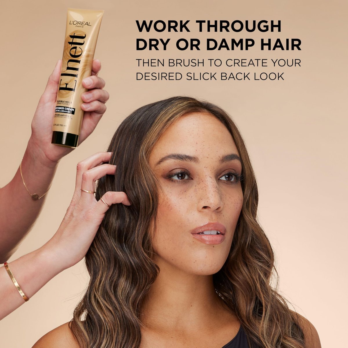 L'Oreal Paris Elnett Slick Back Styling Cream - Anti-Frizz Hair Cream for Flexible Hold, Frizz Control, Polished Shine and Slick Finish, 5.1 Fl Oz - görsel 18