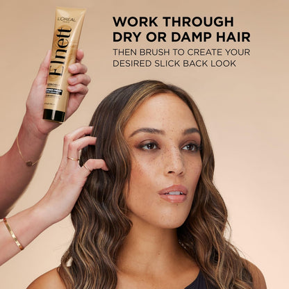 L'Oreal Paris Elnett Slick Back Styling Cream - Anti-Frizz Hair Cream for Flexible Hold, Frizz Control, Polished Shine and Slick Finish, 5.1 Fl Oz