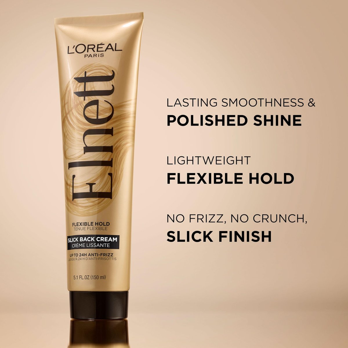 L'Oreal Paris Elnett Slick Back Styling Cream - Anti-Frizz Hair Cream for Flexible Hold, Frizz Control, Polished Shine and Slick Finish, 5.1 Fl Oz - görsel 4