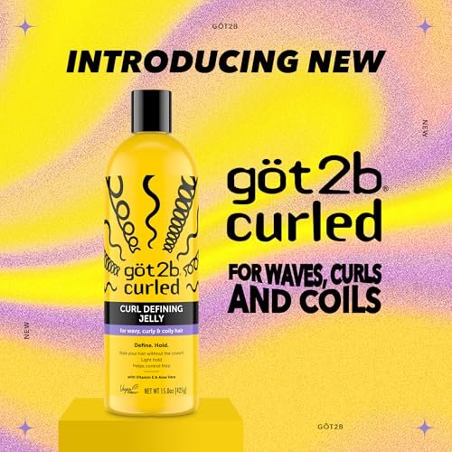 Got2B Curled Curl Defining Jelly - 15 Fl Oz Curl Gel with 72-Hour Frizz Control, Light Hold, Vegan Formula with Vitamin E and Argan Oil for Wavy, Curly & Coily Hair - görsel 4