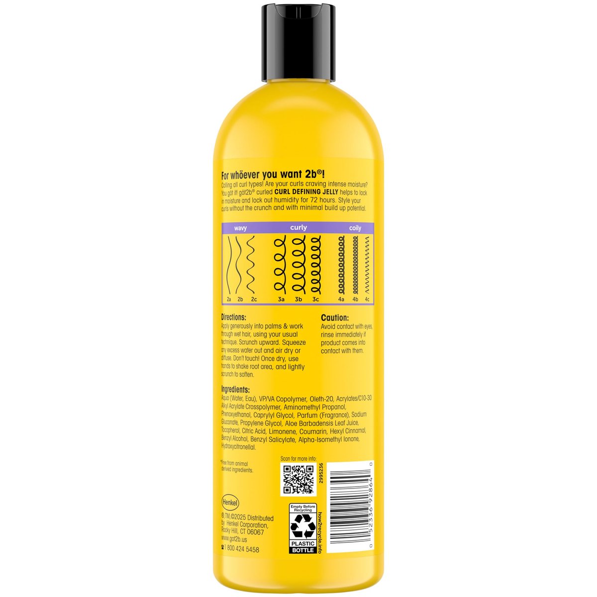 Got2B Curled Curl Defining Jelly - 15 Fl Oz Curl Gel with 72-Hour Frizz Control, Light Hold, Vegan Formula with Vitamin E and Argan Oil for Wavy, Curly & Coily Hair - görsel 11