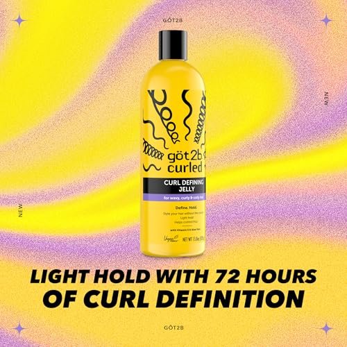 Got2B Curled Curl Defining Jelly - 15 Fl Oz Curl Gel with 72-Hour Frizz Control, Light Hold, Vegan Formula with Vitamin E and Argan Oil for Wavy, Curly & Coily Hair - görsel 6