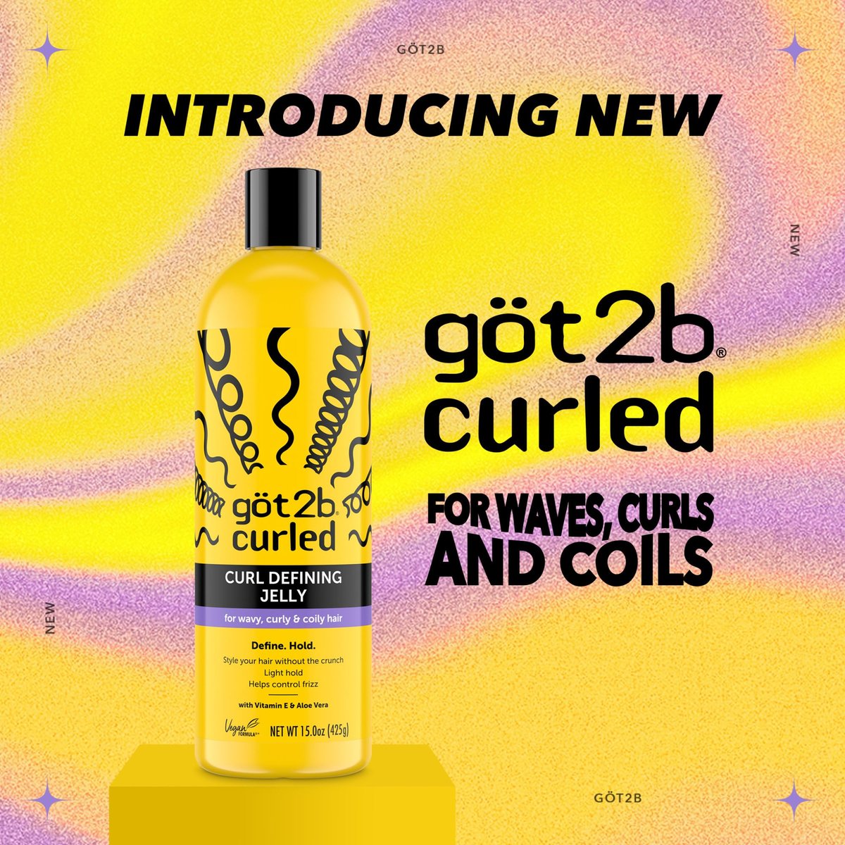 Got2B Curled Curl Defining Jelly - 15 Fl Oz Curl Gel with 72-Hour Frizz Control, Light Hold, Vegan Formula with Vitamin E and Argan Oil for Wavy, Curly & Coily Hair - görsel 3