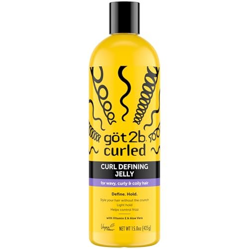 Got2B Curled Curl Defining Jelly - 15 Fl Oz Curl Gel with 72-Hour Frizz Control, Light Hold, Vegan Formula with Vitamin E and Argan Oil for Wavy, Curly & Coily Hair - görsel 2