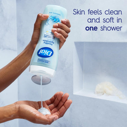 Dial Body Wash Healthy Hydration with Hyaluronic Acid & Vitamin E, 16 fl oz (Pack of 4) - Gentle Moisturizing Body Wash for Soft Skin Avelisse