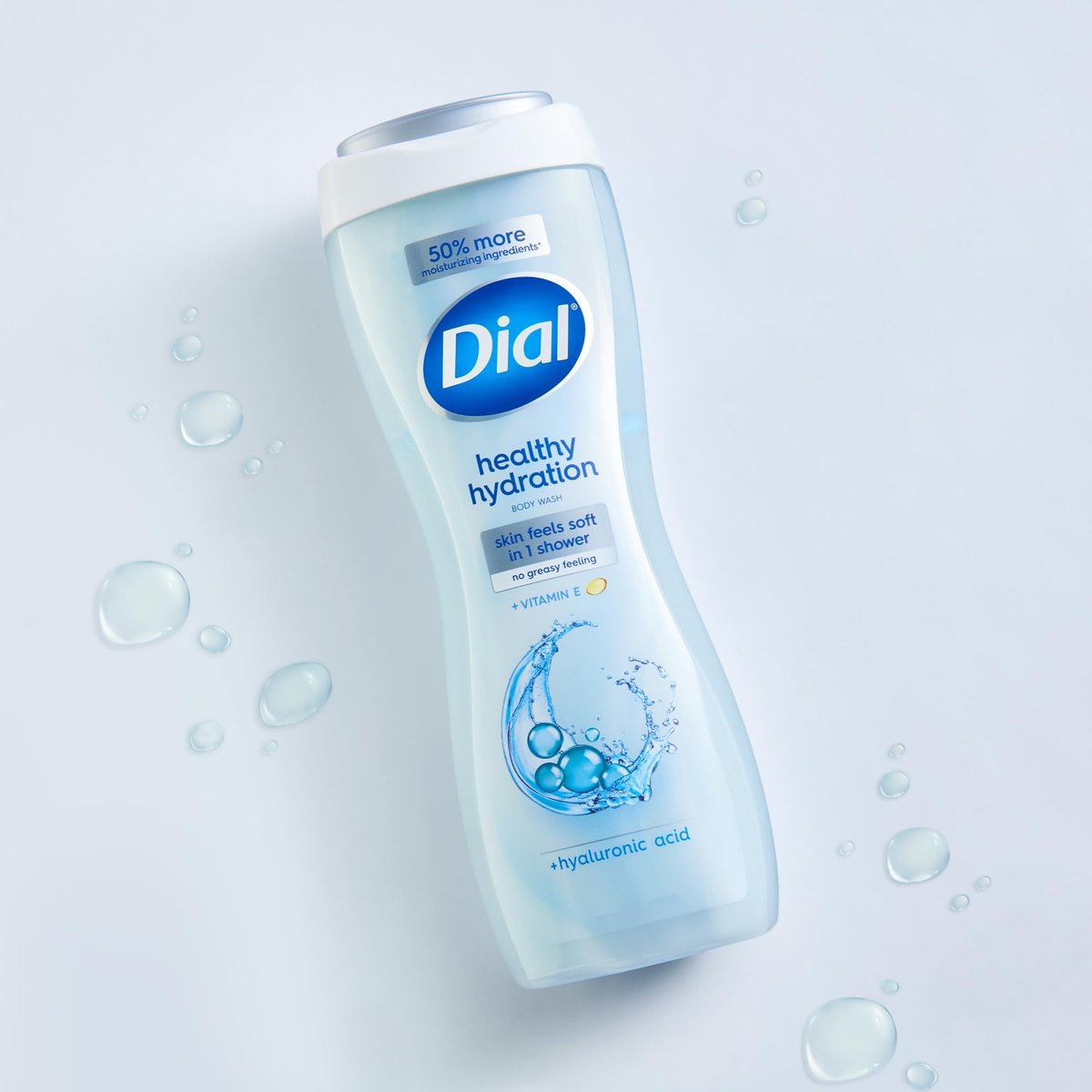 Dial Body Wash Healthy Hydration with Hyaluronic Acid & Vitamin E, 16 fl oz (Pack of 4) - Gentle Moisturizing Body Wash for Soft Skin Avelisse