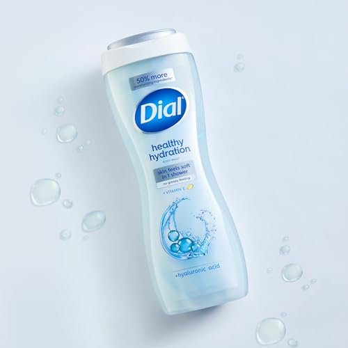 Dial Body Wash Healthy Hydration with Hyaluronic Acid & Vitamin E, 16 fl oz (Pack of 4) - Gentle Moisturizing Body Wash for Soft Skin Avelisse