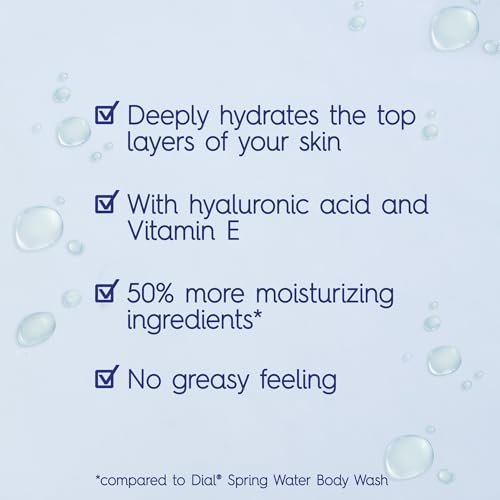 Dial Body Wash Healthy Hydration with Hyaluronic Acid & Vitamin E, 16 fl oz (Pack of 4) - Gentle Moisturizing Body Wash for Soft Skin Avelisse