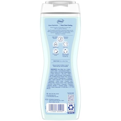 Dial Body Wash Healthy Hydration with Hyaluronic Acid & Vitamin E, 16 fl oz (Pack of 4) - Gentle Moisturizing Body Wash for Soft Skin Avelisse