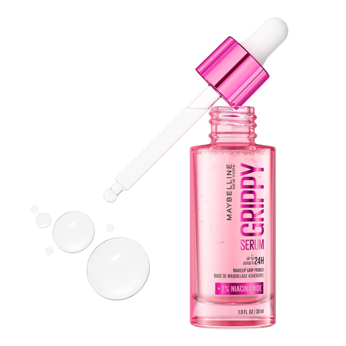 Maybelline Grippy Serum Primer – Hydrating Makeup Primer with 2% Niacinamide for Up to 24HR Wear, Clear, 1 Fl Oz - görsel 1
