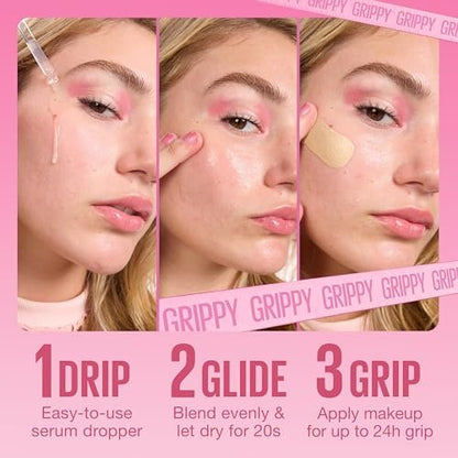 Maybelline Grippy Serum Primer – Hydrating Makeup Primer with 2% Niacinamide for Up to 24HR Wear, Clear, 1 Fl Oz
