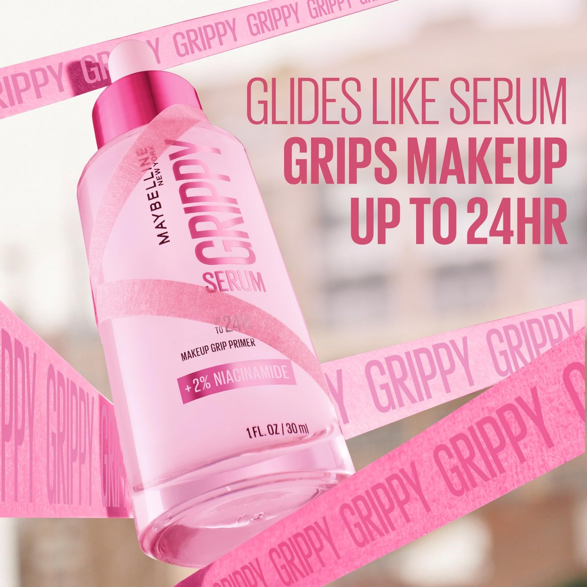 Maybelline Grippy Serum Primer – Hydrating Makeup Primer with 2% Niacinamide for Up to 24HR Wear, Clear, 1 Fl Oz - görsel 5