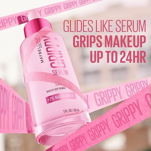 Maybelline Grippy Serum Primer – Hydrating Makeup Primer with 2% Niacinamide for Up to 24HR Wear, Clear, 1 Fl Oz - görsel 6