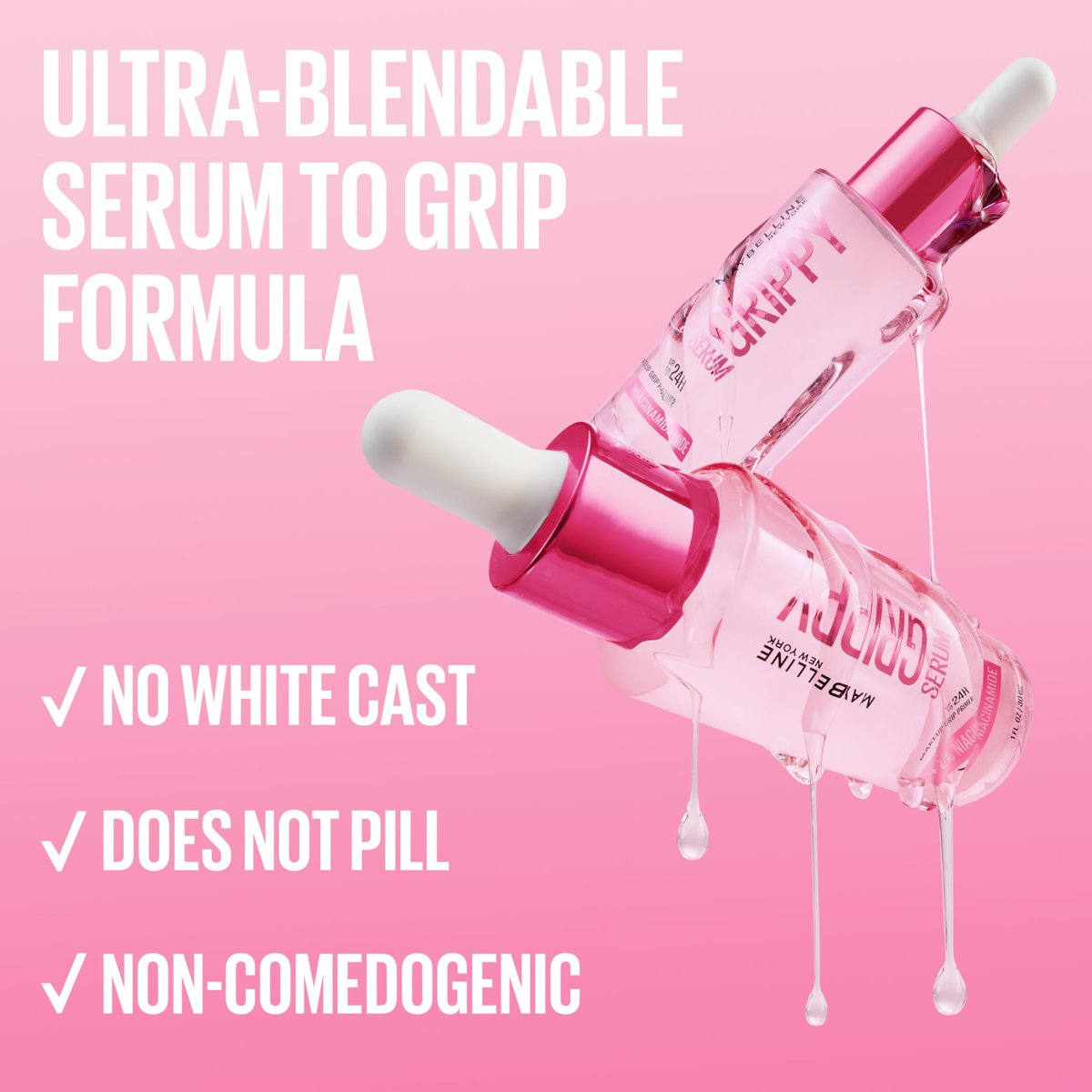 Maybelline Grippy Serum Primer – Hydrating Makeup Primer with 2% Niacinamide for Up to 24HR Wear, Clear, 1 Fl Oz - görsel 11