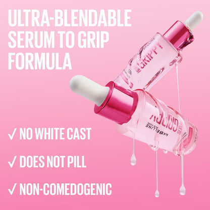 Maybelline Grippy Serum Primer – Hydrating Makeup Primer with 2% Niacinamide for Up to 24HR Wear, Clear, 1 Fl Oz