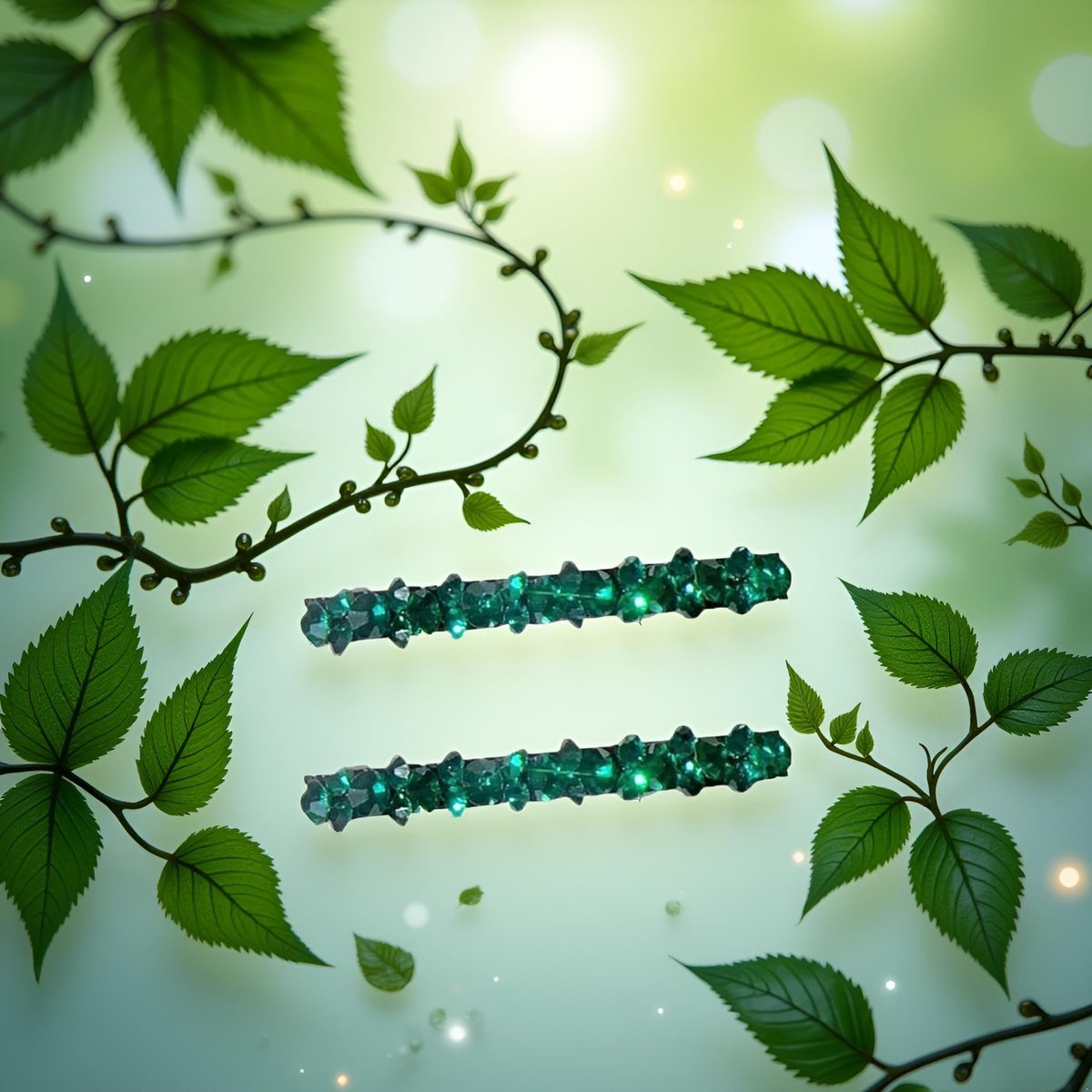 2-Pack Green Rhinestone Hair Barrette Clips - Shiny Duckbill Alligator Clips for Women, Bridal Wedding Hair Accessories - görsel 3