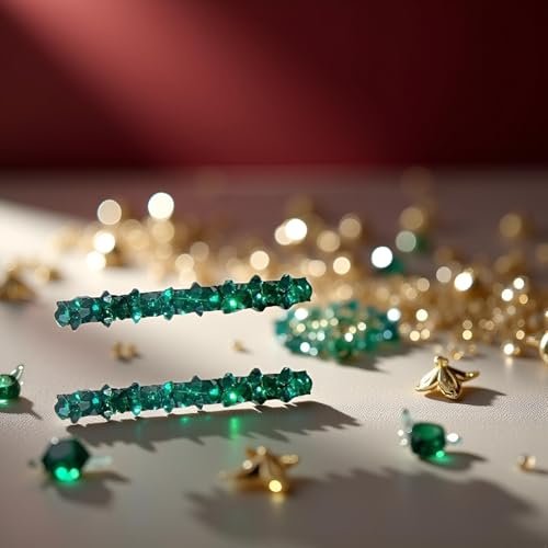 2-Pack Green Rhinestone Hair Barrette Clips - Shiny Duckbill Alligator Clips for Women, Bridal Wedding Hair Accessories - görsel 12