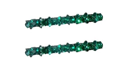 2-Pack Green Rhinestone Hair Barrette Clips - Shiny Duckbill Alligator Clips for Women, Bridal Wedding Hair Accessories