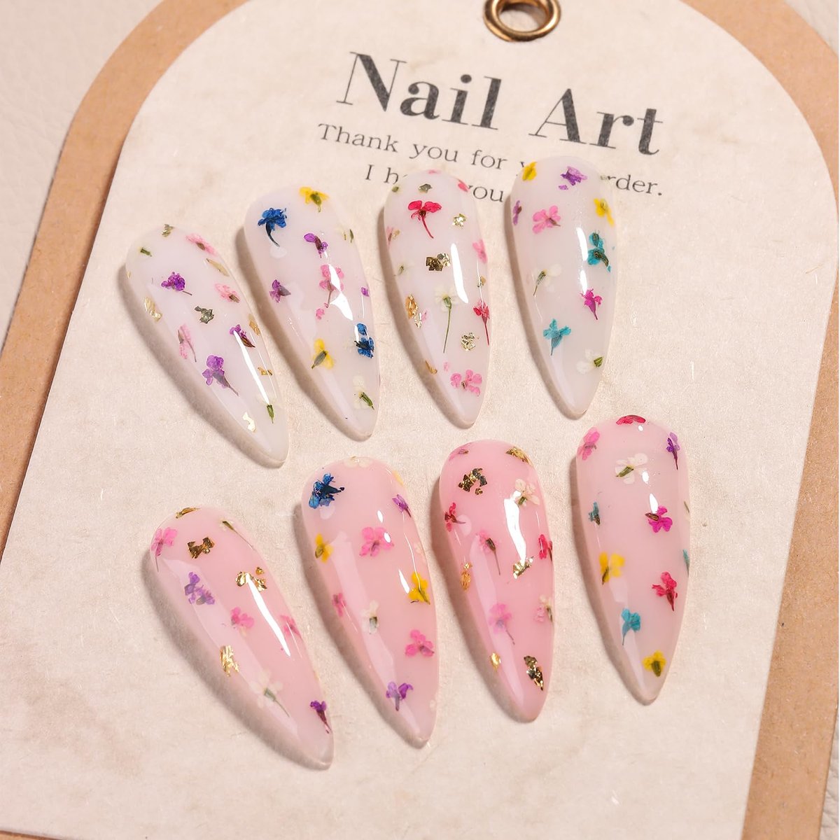 Fcozpjk Dried Flowers Gel Nail Polish Set - 4 Colors Translucent Jelly Nail Polish Kit for Spring Summer Floral Nail Design, Soak Off UV/LED Gel Polish for Home Manicure - görsel 5
