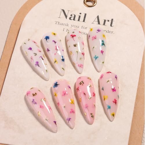 Fcozpjk Dried Flowers Gel Nail Polish Set - 4 Colors Translucent Jelly Nail Polish Kit for Spring Summer Floral Nail Design, Soak Off UV/LED Gel Polish for Home Manicure - görsel 6