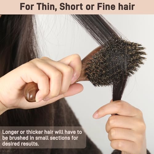 BESTOOL Natural Walnut Wood & Boar Bristle Hair Brush for Women, Men & Kids – Enhance Shine & Texture, Slick Back Hairbrush for Thin, Fine & Medium Hair Avelisse