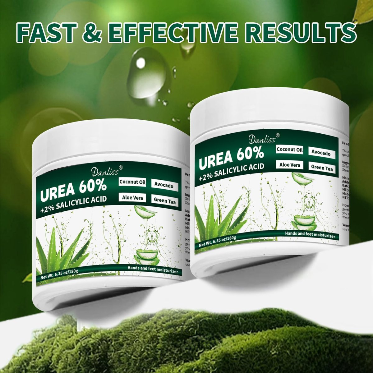 Danliss Urea Cream 60% with 2% Salicylic Acid – Unscented Maximum Strength Foot & Body Cream for Dry, Cracked Heels, Hands, Knees, and Elbows. Dead Skin Remover & Callus Repair Treatment, 6.35 oz - görsel 15