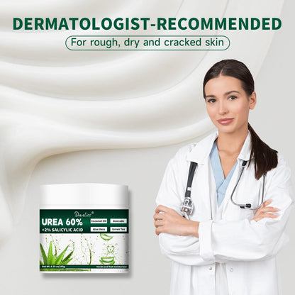 Danliss Urea Cream 60% with 2% Salicylic Acid – Unscented Maximum Strength Foot & Body Cream for Dry, Cracked Heels, Hands, Knees, and Elbows. Dead Skin Remover & Callus Repair Treatment, 6.35 oz