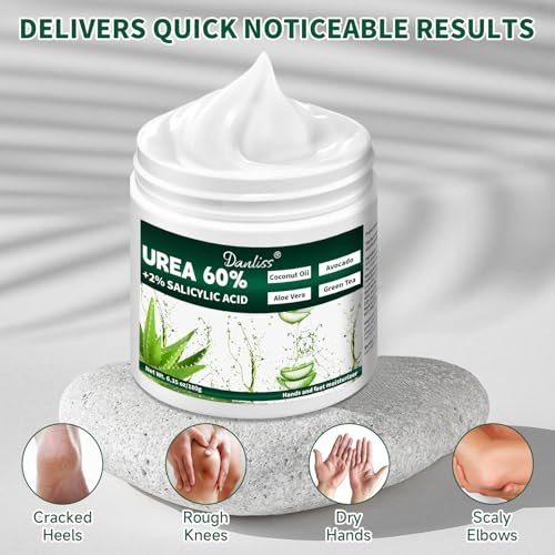 Danliss Urea Cream 60% with 2% Salicylic Acid – Unscented Maximum Strength Foot & Body Cream for Dry, Cracked Heels, Hands, Knees, and Elbows. Dead Skin Remover & Callus Repair Treatment, 6.35 oz - görsel 12
