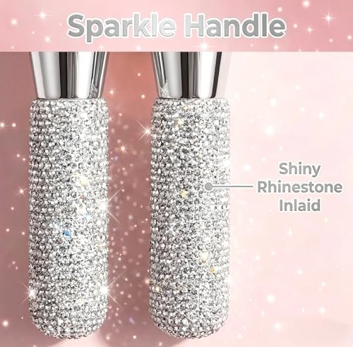 BS-MALL Luxury Diamond Handmade Powder & Blush Brush Set – Premium Synthetic Foundation Brushes, Pack of 2 (A-Pink) Avelisse