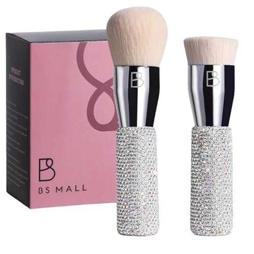 BS-MALL Luxury Diamond Handmade Powder & Blush Brush Set – Premium Synthetic Foundation Brushes, Pack of 2 (A-Pink) Avelisse