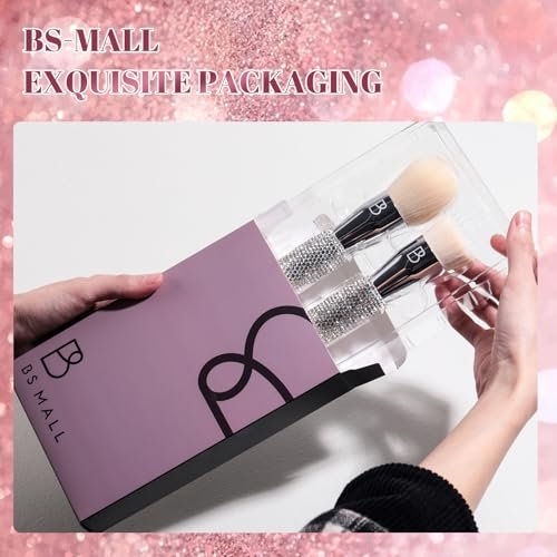 BS-MALL Luxury Diamond Handmade Powder & Blush Brush Set – Premium Synthetic Foundation Brushes, Pack of 2 (A-Pink) Avelisse