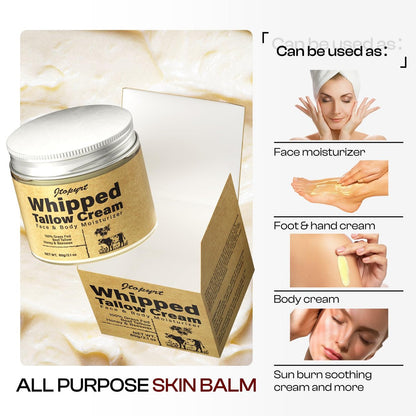 Jtopyrt Organic Grass-Fed Beef Tallow and Honey Balm - Whipped Tallow Face Moisturizer for Deep Nourishment, All Skin Types, 2.1 oz Avelisse