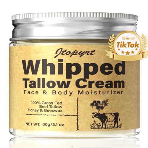 Jtopyrt Organic Grass-Fed Beef Tallow and Honey Balm - Whipped Tallow Face Moisturizer for Deep Nourishment, All Skin Types, 2.1 oz Avelisse