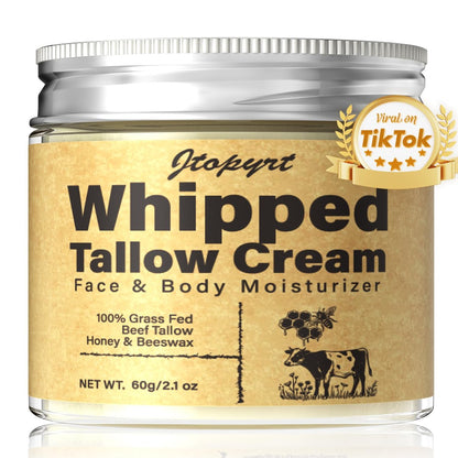 Jtopyrt Organic Grass-Fed Beef Tallow and Honey Balm - Whipped Tallow Face Moisturizer for Deep Nourishment, All Skin Types, 2.1 oz Avelisse