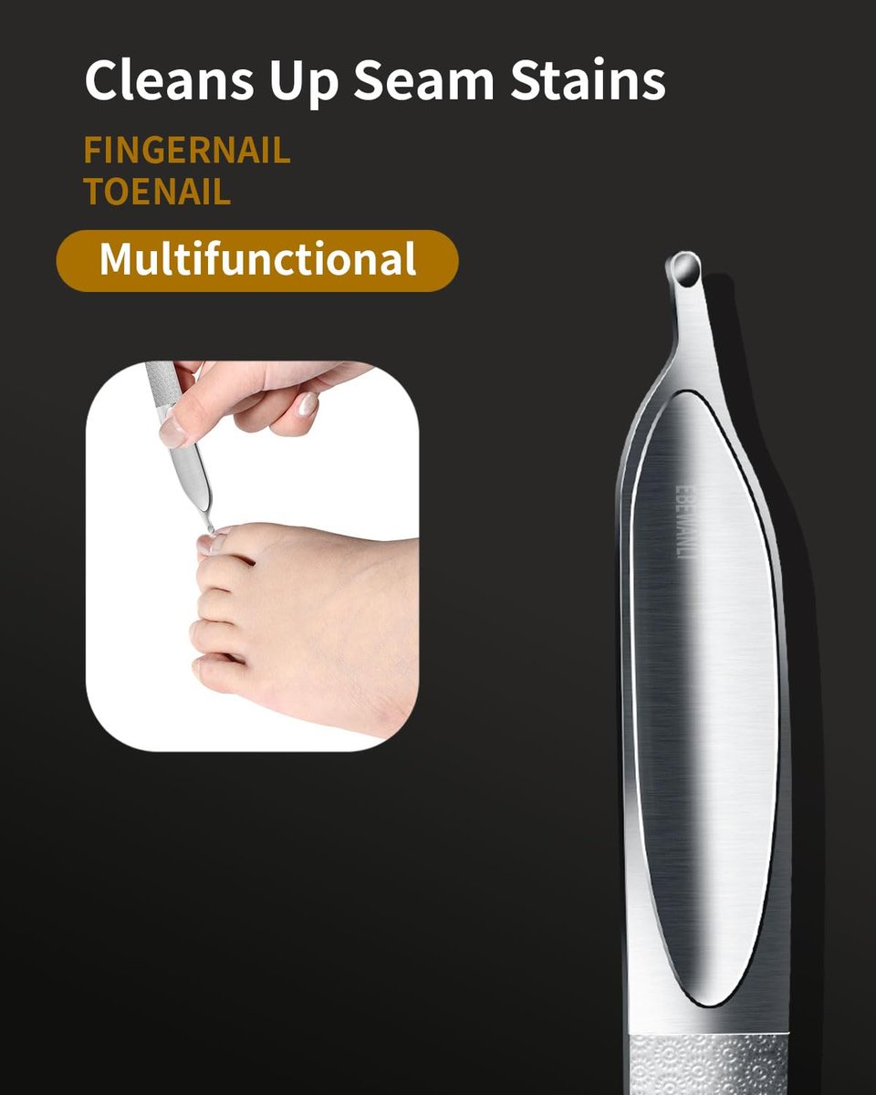 EBEWANLI Curved Nail File for Thick Toenails - Double Sided Stainless Steel Toenail File, Heavy Duty Fingernail File for Men and Women (Silver, 4.9 Inch) - görsel 7