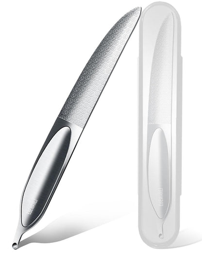 EBEWANLI Curved Nail File for Thick Toenails - Double Sided Stainless Steel Toenail File, Heavy Duty Fingernail File for Men and Women (Silver, 4.9 Inch)