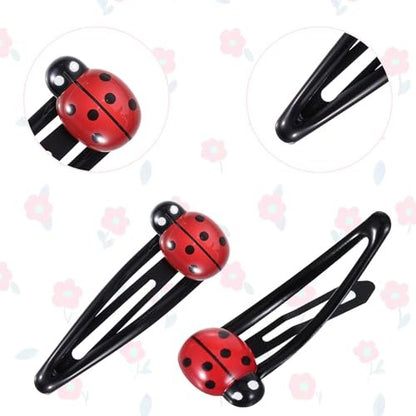 20 Pcs Ladybug Hair Clips - Red Cartoon Resin Hair Barrettes for Girls & Women
