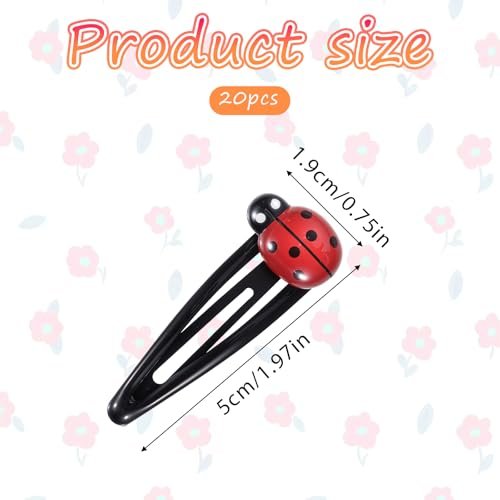 20 Pcs Ladybug Hair Clips - Red Cartoon Resin Hair Barrettes for Girls & Women - görsel 3