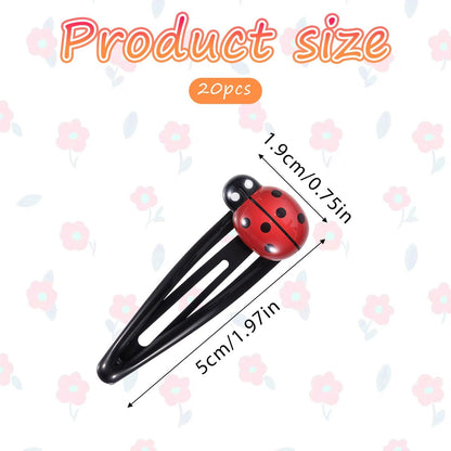 20 Pcs Ladybug Hair Clips - Red Cartoon Resin Hair Barrettes for Girls & Women