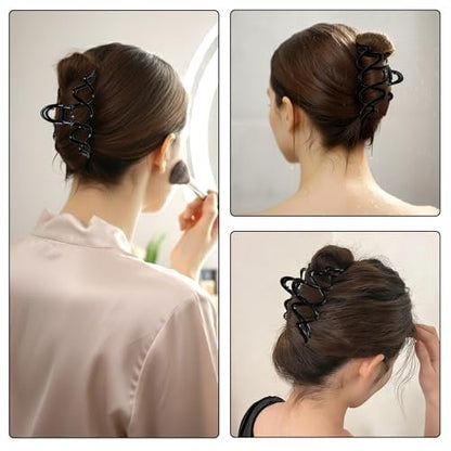 Metal Claw Clip for Thick Hair, Strong Hold Non-Slip Black Hair Clip for Buns, Twists & Half-Up Styles, 1 Piece