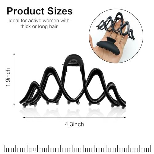 Metal Claw Clip for Thick Hair, Strong Hold Non-Slip Black Hair Clip for Buns, Twists & Half-Up Styles, 1 Piece - görsel 4