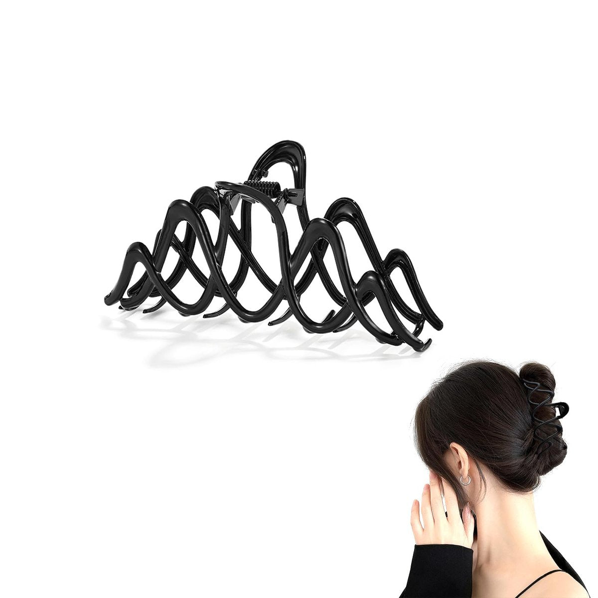 Metal Claw Clip for Thick Hair, Strong Hold Non-Slip Black Hair Clip for Buns, Twists & Half-Up Styles, 1 Piece - görsel 1